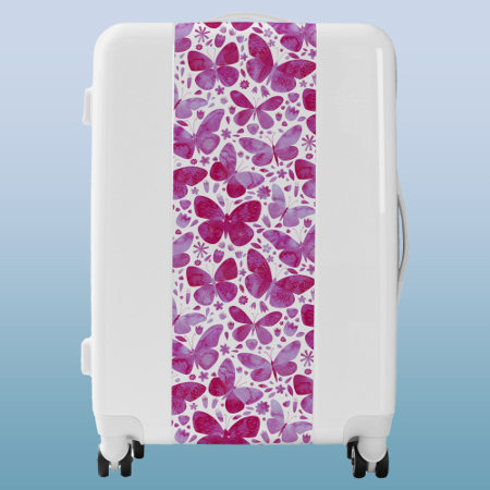 Watercolor Butterfly Pink Luggage