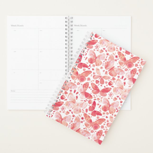 Watercolor Butterfly Pink Pattern Planner (Display)