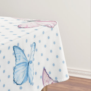 watercolor butterfly polka dot pattern tablecloth