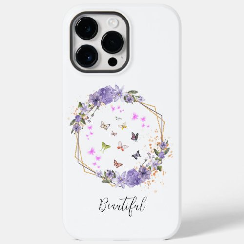 Watercolor Butterfly Purple Flower Floral Patterns Case_Mate iPhone 14 Pro Max Case