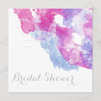 Watercolor Butterfly Raspberry Bliss Bridal Shower Invitation by Wedding_Trends at Zazzle