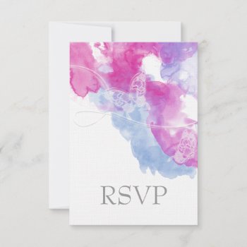 Watercolor Butterfly Raspberry Bliss Rsvp by Wedding_Trends at Zazzle