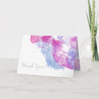 Watercolor Butterfly Raspberry Bliss Thank You by Wedding_Trends at Zazzle