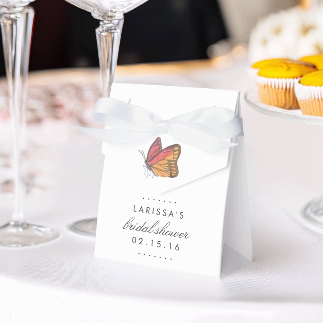 Watercolor Butterfly Red Bridal Shower Favor Boxes (Creator Uploaded)