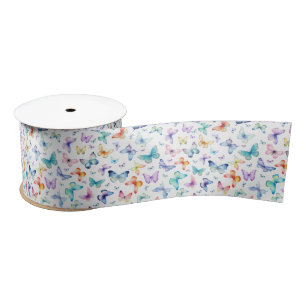 Watercolor Butterfly Satin Ribbon
