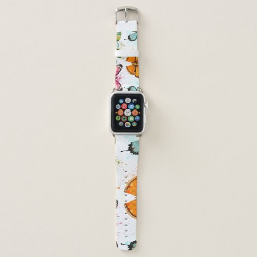 Watercolor Butterfly Seamless Delicate Pattern Apple Watch Band