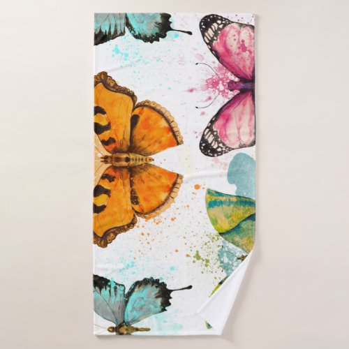 Watercolor Butterfly Seamless Delicate Pattern Bath Towel