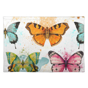 Watercolor Butterfly Seamless Delicate Pattern Cloth Placemat