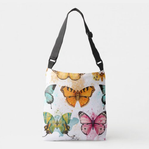 Watercolor Butterfly Seamless Delicate Pattern Crossbody Bag