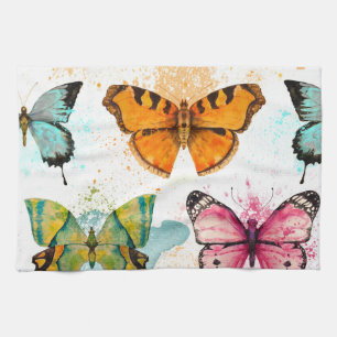 Watercolor Butterfly Seamless Delicate Pattern Kitchen Towel