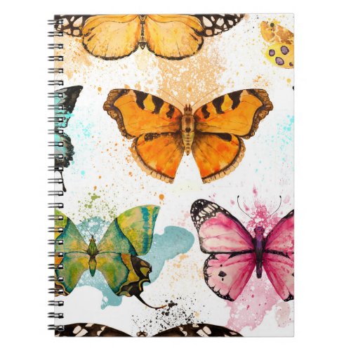 Watercolor Butterfly Seamless Delicate Pattern Notebook