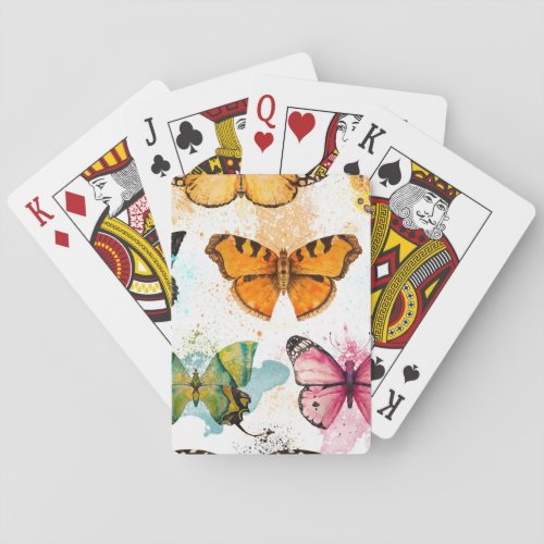 Watercolor Butterfly Seamless Delicate Pattern Playing Cards