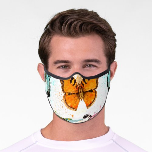 Watercolor Butterfly Seamless Delicate Pattern Premium Face Mask