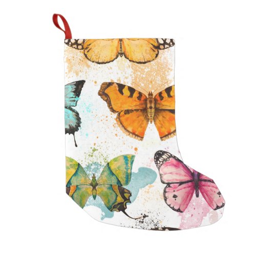 Watercolor Butterfly Seamless Delicate Pattern Small Christmas Stocking