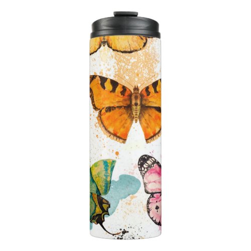 Watercolor Butterfly Seamless Delicate Pattern Thermal Tumbler