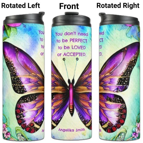Watercolor Butterfly Self Love with Custom Name Thermal Tumbler
