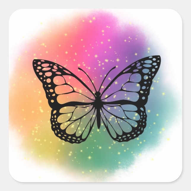  Watercolor Butterfly  Square Sticker (Front)
