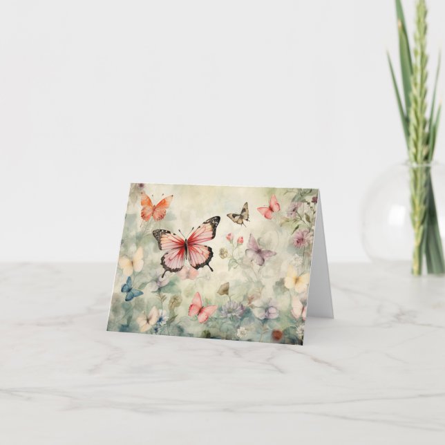 Watercolor Butterfly Stationery Thank you Cards (Front)
