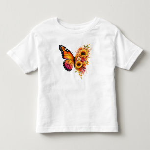 Watercolor Butterfly Sunflower PNG  Floral Design Toddler T-shirt