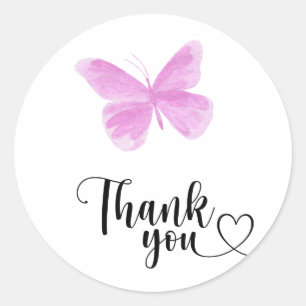 Watercolor Butterfly thank you  Classic Round Sticker