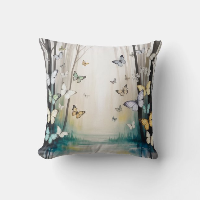 Watercolor Butterfly  Throw Pillow (Front)