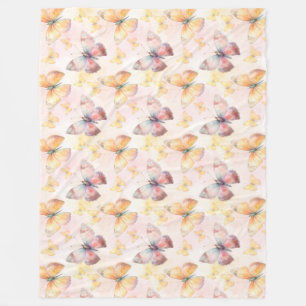 Watercolor Butterfly Whimsy Fleece Blanket