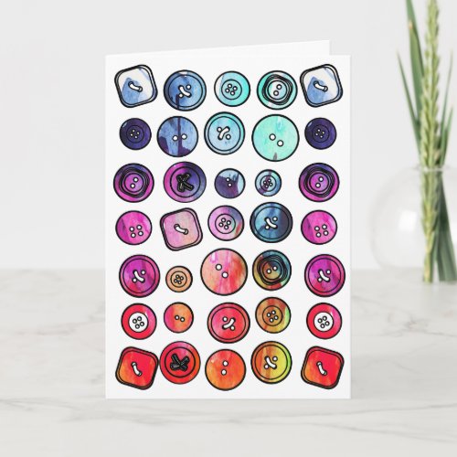 Watercolor Buttons Sewing Card