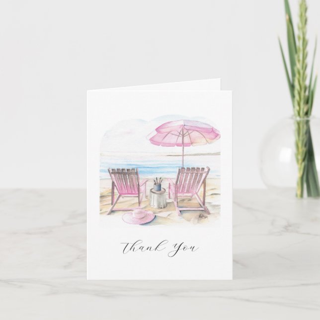 Watercolor By the Shoreline Cute Thank You Cards (Front)