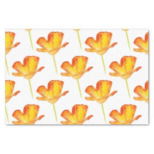 Watercolor CA Poppy Pattern Tissue Paper