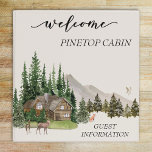 Watercolor Cabin Home Rental Guest Information<br><div class="desc">This design may be personalized in the area provided by changing the photo and/or text. Or it can be customized by clicking Personalize this Template and then choosing the click to customize further option and delete or change the color of the background, add text, change the text color or style,...</div>