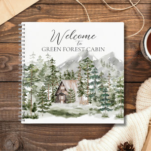 Watercolor Cabin in The Green Pine Forest Woodland Notebook