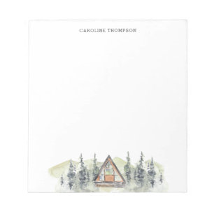 Watercolor Cabin Personalized Notepad
