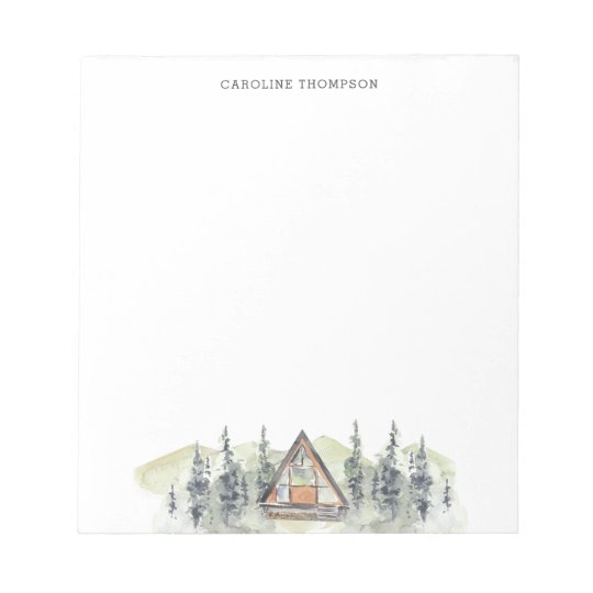 Watercolor Cabin Personalized Notepad Zazzle Com