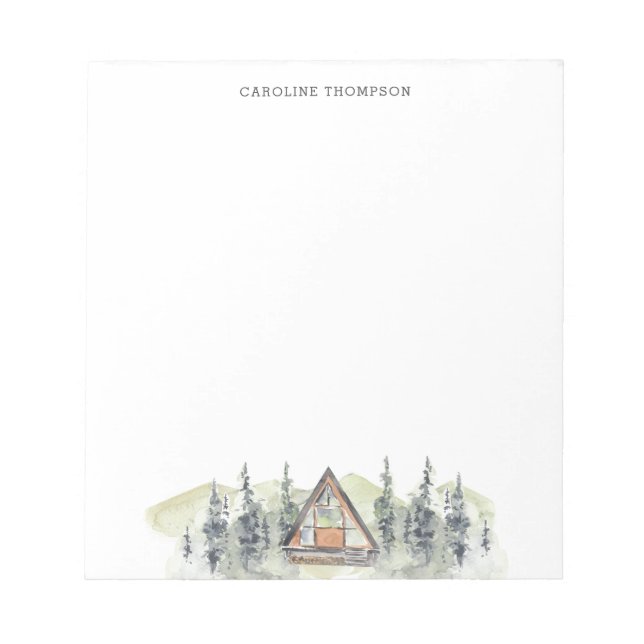 Watercolor Cabin Personalized Notepad (Front)