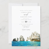 Watercolor Cabo Mexico Skyline Wedding Invitation (Front)