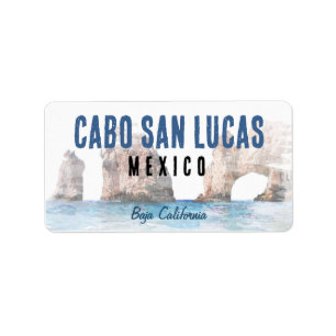Watercolor Cabo San Lucas Mexico Label
