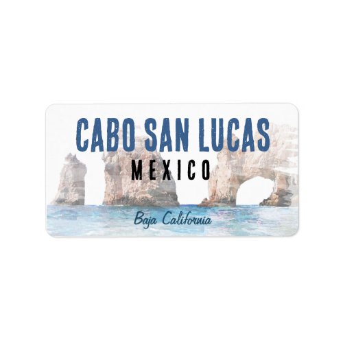 Watercolor Cabo San Lucas Mexico Label