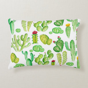 Watercolor Cacti Accent Pillow