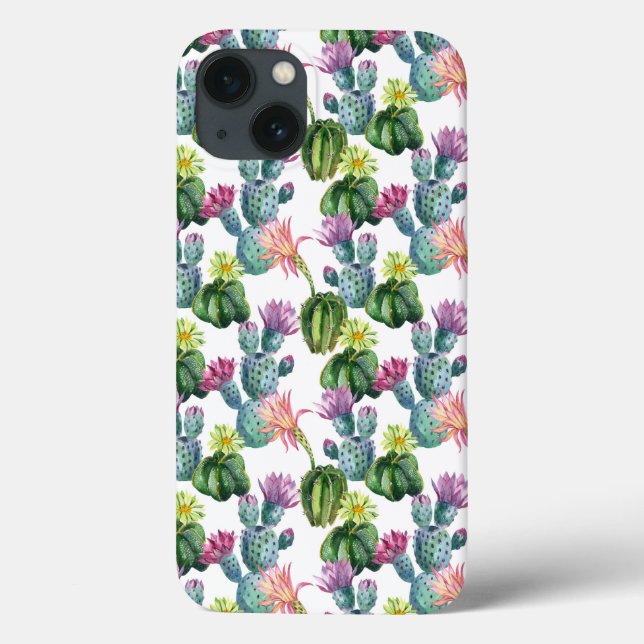 Watercolor Cacti Art Pattern Case-Mate iPhone Case (Back)