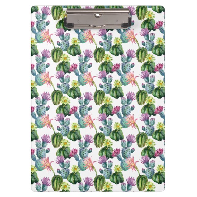 Watercolor Cacti Art Pattern Clipboard (Front)