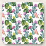 Watercolor Cacti Art Pattern Coaster