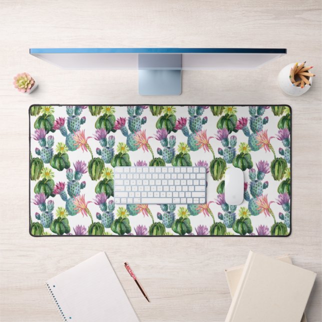 Watercolor Cacti Art Pattern Desk Mat (Office 1)