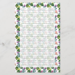 Watercolor Cacti Art Pattern Stationery
