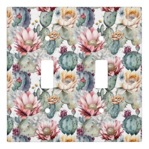 Watercolor Cacti Blooming Succulents Light Switch Cover
