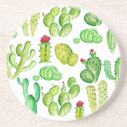Watercolor Cacti Drink Coaster