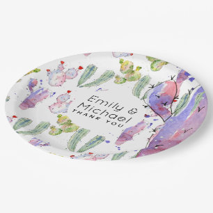Watercolor Cacti Fiesta Personalized Paper Plates