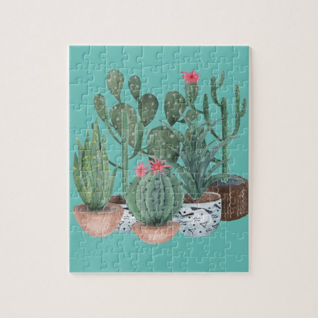 Watercolor cacti. jigsaw puzzle (Vertical)