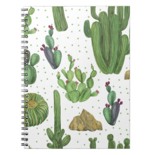 Watercolor cacti, seamless natural pattern. notebook