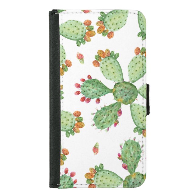 Watercolor Cacti: Tropical Garden Pattern. Samsung Galaxy Wallet Case (Front)