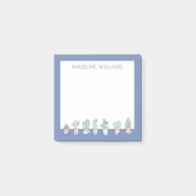 Watercolor Cactus All In A Row Post-it Notes (Front)